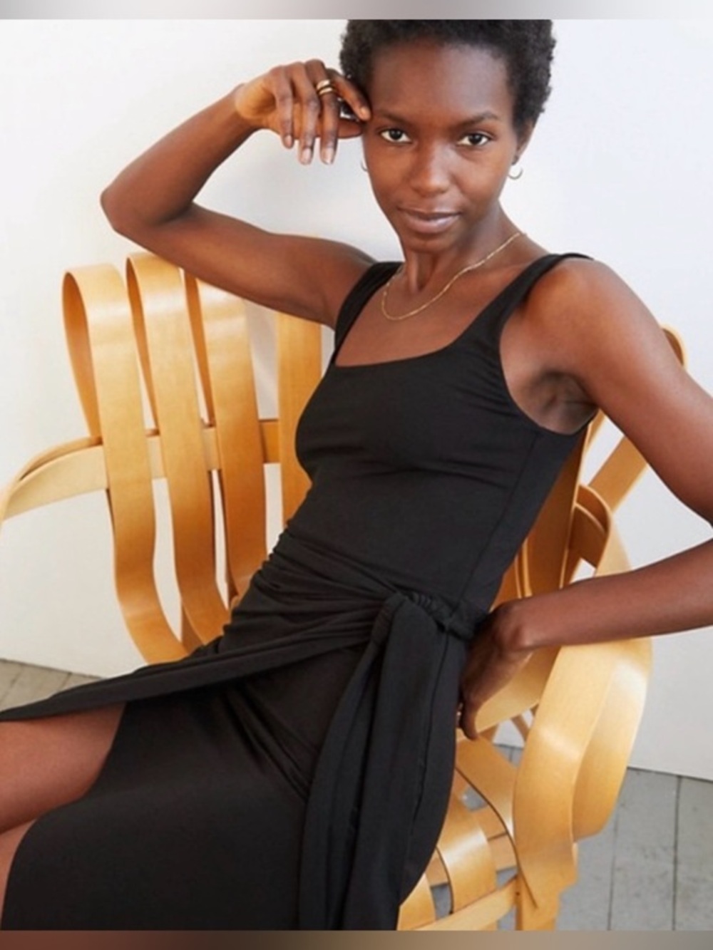 Aritzia Wilfred Agencement Wrap Black Dress